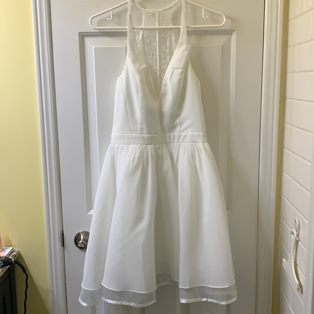 NWT - White skater dress with lace back - savedbythedress.com